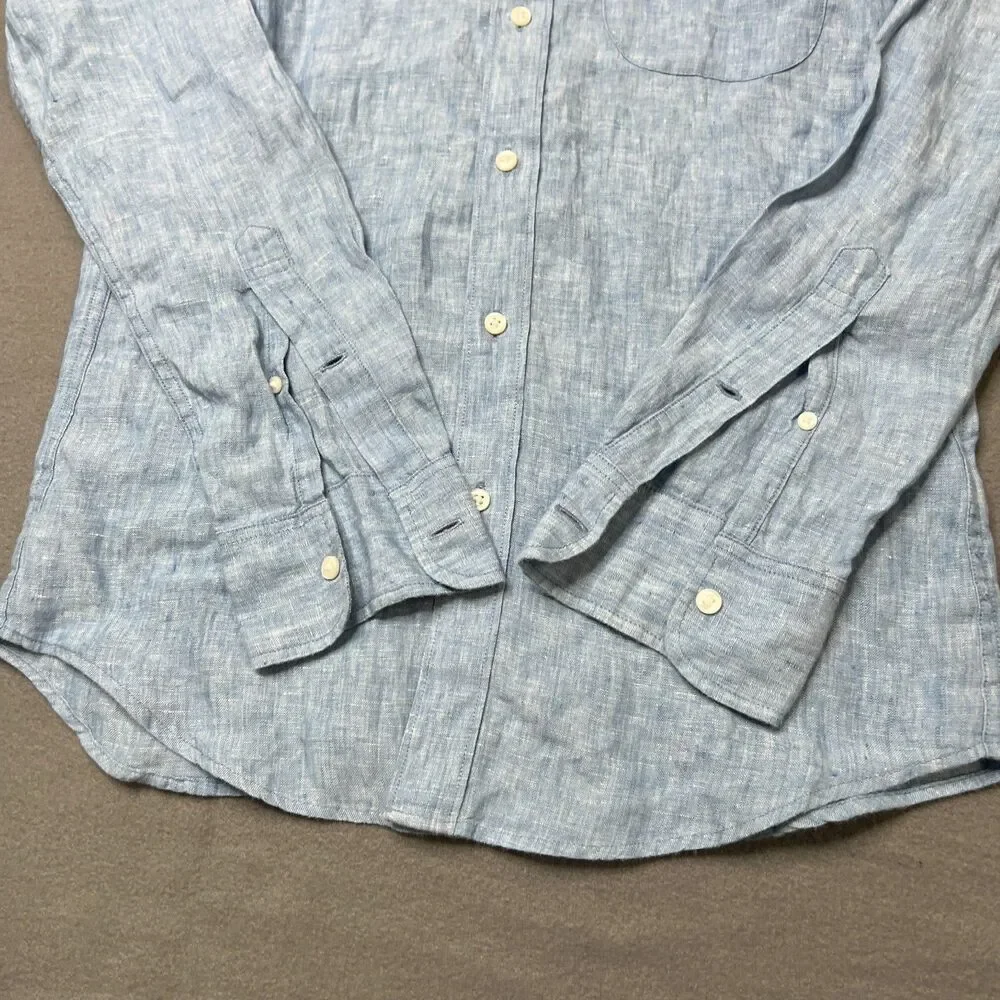 J.Crew Shirt Men XS Blue Linen Long Sleeve Baird McNutt Button-Down Slim Fit